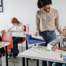 Teacher and students