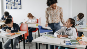 Teacher and students