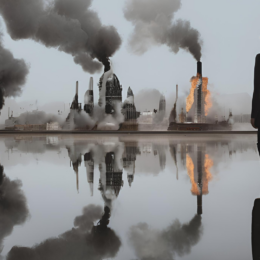 Man in suit looking at industry