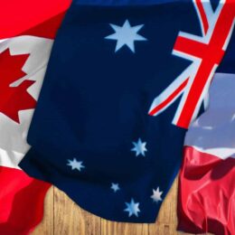 Canada, Australia, France flags
