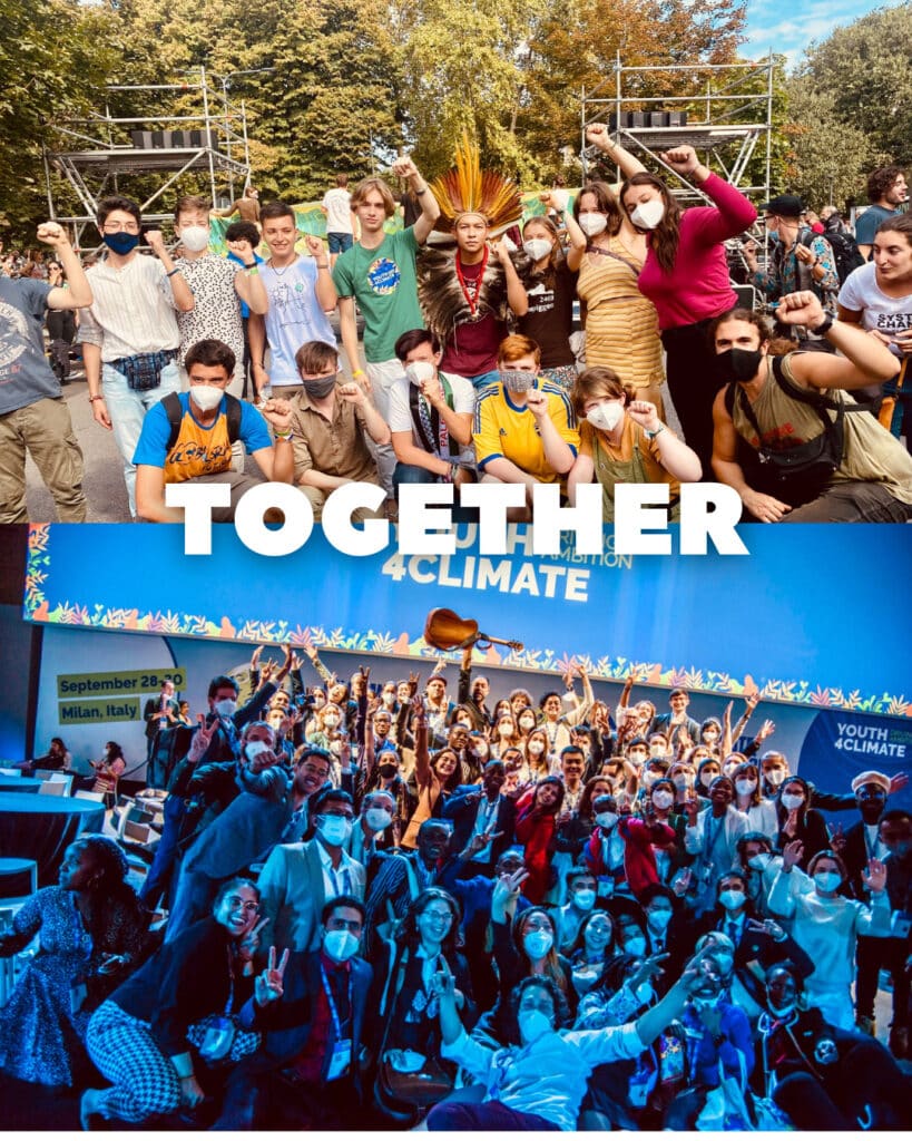 With Greta Thunberg and climate advocates at Youth4Climate Conference in Milan, Italy 2025.