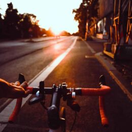 Biker rides into the sunset