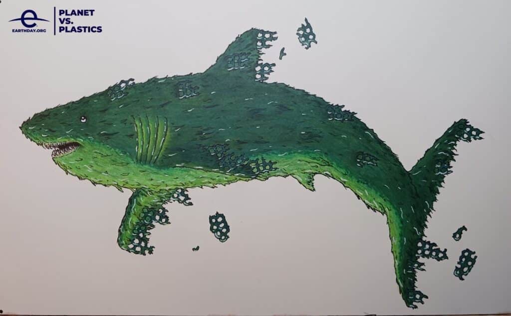 Shark image from Teague Smith’s poster for “Your Art, Our Earth” 2024